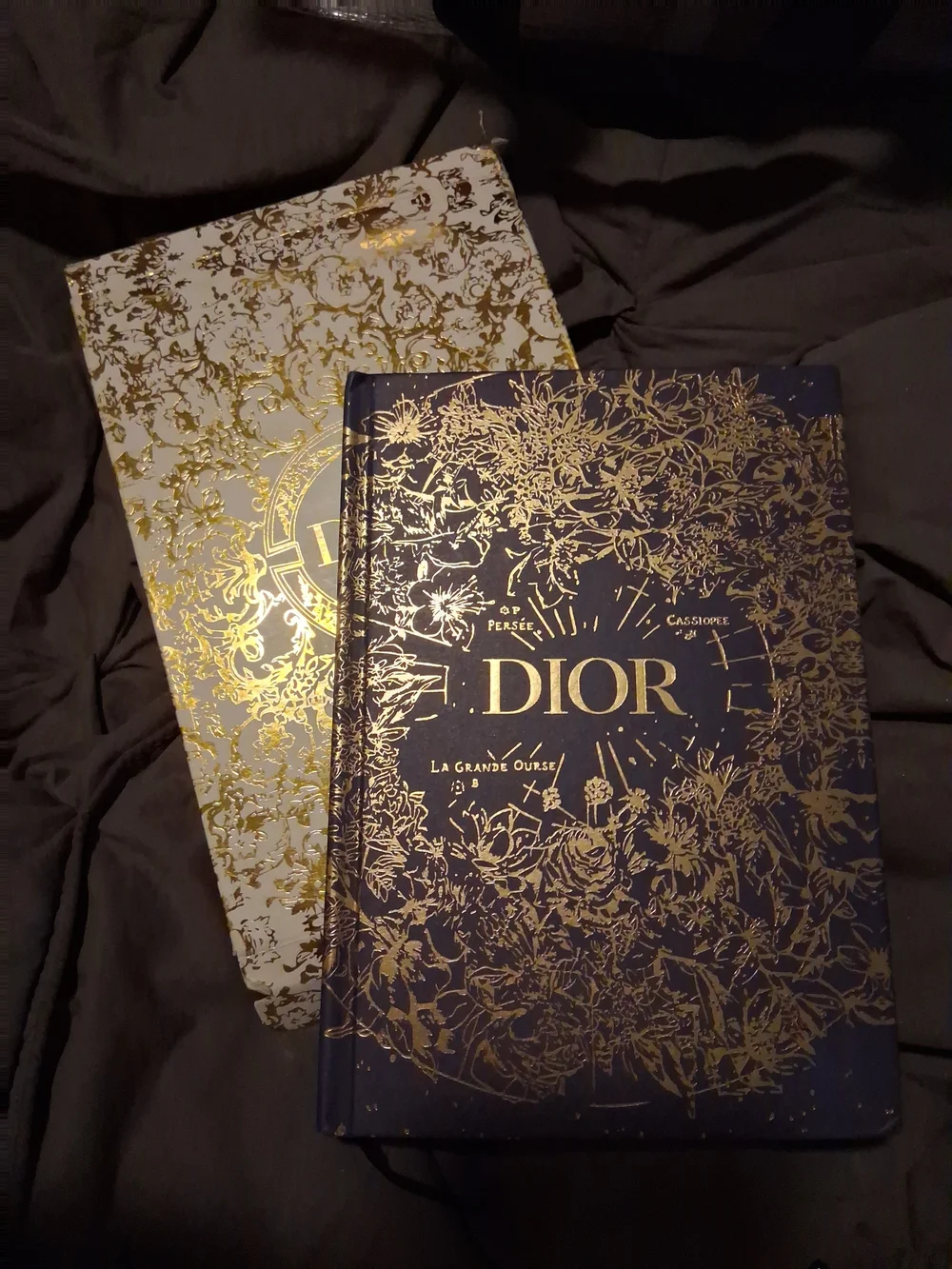 Dior Beauty Branded Notebook with Gold Floral Cover Accent